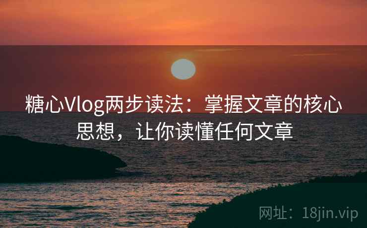 糖心Vlog两步读法：掌握文章的核心思想，让你读懂任何文章